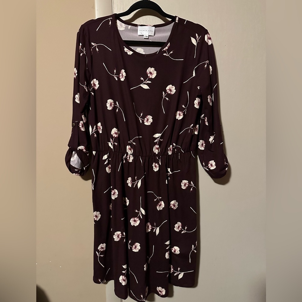 Large elastic wast burgundy’s floral dress